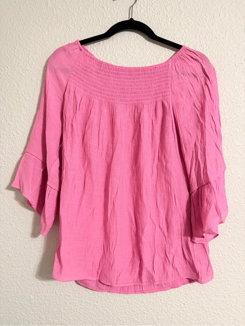 Zac & Rachel Bright Pink Smocked Square Yoke Blouse